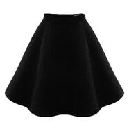 黑色秋冬款女韓版高腰羊毛呢蓬蓬裙大碼半身裙a字短裙太陽(yáng)裙傘裙 黑色 S S