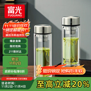 富光玻璃杯雙層帶茶隔大容量水杯 高檔商務泡茶杯 高硼硅杯子500ml