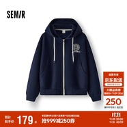 森馬（Semir）[商場同款]外套女連帽刺繡學(xué)院風(fēng)2025春寬松質(zhì)感夾克101125108002