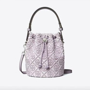 湯麗柏琦（Tory Burch）T MONOGRAM 25年專(zhuān)柜新款 提花斜挎水桶包女包 TB女包 節日送禮 迷你紫丁香162018-500