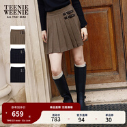Teenie Weenie小熊女裝半身裙25秋季新款時(shí)尚優(yōu)雅高腰A字百褶短裙 棕色 S