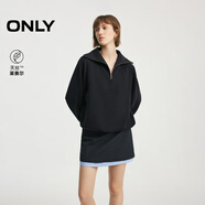 ONLYONLY2026春季新款純色剪裁插肩寬松拉鏈翻領(lǐng)衛衣女|12619S008 H1Z黑色 M