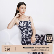 迪賽尼斯（DESIGNICE）秋季新款高級感通勤吊帶長(cháng)裙開(kāi)叉無(wú)袖高腰連衣裙 花色 L