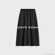 溶溶【格調星川】RONGRONG 羊毛混紡拼色格紋立體花苞半身裙2521K607 黑灰色建議手洗 均碼 36