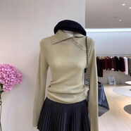 小紅書(shū)同款黃色不規則短款半高領(lǐng)長(cháng)袖針織衫女秋季修身內搭打底毛 駝色冷淡系獨特別致今年流行小衫減齡茶歇法式可鹽可甜 S S