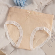 馨蔓莉獨立包裝日系甜美女內褲棉襠女士中腰三角褲薄款透氣柔軟提臀收腹 奶油膚 均碼