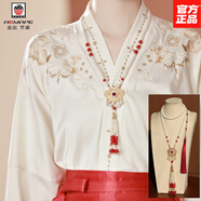 AEMAPE2025新中式國風(fēng)漢服套裝女全套敬酒服金紅色改良明制馬面裙 101上衣+流蘇項(xiàng)鏈 M (建議85-110斤左右)