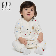 蓋璞Gap嬰兒2025冬季新款小熊開(kāi)襠長(zhǎng)袖連體衣兒童裝包屁衣爬服829313 象牙白 66cm (3-6月)亞洲尺碼