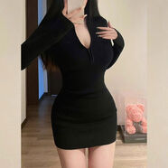 小紅書同款黑色緊身修身顯瘦長袖連衣裙子女秋款2024新款內(nèi)搭短款 黑色連身裙子歐美裙子感超好看連衣裙長包裙公主裙氣質(zhì) S S