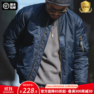馬登工裝美式復古MA1飛行員棉服夾克男秋冬加厚棉襖棒球服上衣外套 寶藍色 S