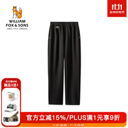William fox&sons威廉?？怂辜±砀辛Ⅲw織造工藝彈力加厚面料松緊腰收褶設(shè)計(jì)休閑褲 黑色 XL
