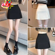 JAVC黑色開(kāi)叉半身裙春夏新款女裝2025西裝短裙A字裙高腰包臀裙褲裙潮 白色 XS 【建議70-86斤]