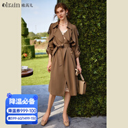 Olrain歐芮兒風(fēng)衣外套女秋裝寬松顯瘦氣質(zhì)休閑英倫風(fēng)過(guò)膝大衣 咖色款 XL