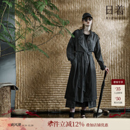 日著(zhù)原創(chuàng  )中長(cháng)款黑色風(fēng)衣2025秋季斗篷式超好看水洗牛仔收腰外套女 秘境黑 L