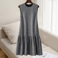 絲柏舍小香風(fēng)無(wú)袖連衣裙女2025秋裝新款時(shí)尚亮片拼接圓領(lǐng)短裙