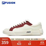FILA FUSION斐樂女鞋帆布鞋女 低幫板鞋POP輕質帆布鞋休閑運動鞋女 奶白/燒磚紅-GF 36