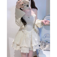 天啟世紀純欲風(fēng)富家千金感公主連衣裙開(kāi)衫女裝秋冬季甜美小個(gè)子套裝裙 開(kāi)衫+吊帶裙【套裝】 L