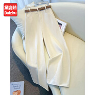 黛姿茹闊腿休閑褲女秋冬季2025新款高腰加絨褲子女小個(gè)子九分窄版直筒褲 【天絲棉】杏色/長(cháng)褲 厚款 -送腰帶 L (28) 【推薦105-115斤】
