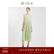 EIN【百褶天使裙】EIN言小清新簡(jiǎn)約絲棉多巴胺打底連衣裙夏季新款 淺綠  S