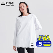拓路者長(cháng)袖t恤衫女中長(cháng)款秋季寬松休閑居家外穿衣服打底衫上衣圓領(lǐng)長(cháng)t 白色 S