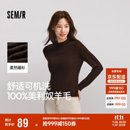 森馬（Semir）森馬美利奴純色羊毛衫女24冬新款半高領(lǐng)打底衫可機洗109724107001