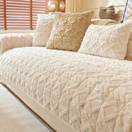 oeny冬季直排沙發(fā)墊子高檔沙發(fā)巾輕奢2025年流行防滑蓋布加厚夾棉沙發(fā) 水豚絨-米白色 套裝三大三人位使用總長(cháng)190-220c