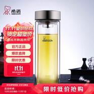 希諾（HEENOOR）雙層玻璃杯男家用商務(wù)辦公泡茶杯子過濾車載水杯XN-9607 410mL