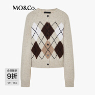 MO&Co.針織衫開(kāi)衫2025冬新品費爾島毛衣復古菱格紋毛衣外套MBE4CAR022 砂礫色 XS /155