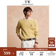 Teenie Weenie小熊男裝秋冬針織衫圓領(lǐng)絞花毛衣男女同款毛衣多巴胺穿搭秋裝羊毛 黃色 M