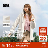 森馬（Semir）森馬外套女仿羊羔毛搖粒絨雙面穿連帽重磅夾克24新款109724108002