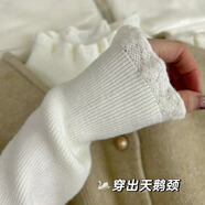 香影純法式小香風(fēng)蕾絲花邊半高領(lǐng)毛衣女秋冬修身內搭軟糯針織打底衫 奶杏色 S (建議95斤以?xún)?