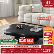 博純奶油風(fēng)云朵茶幾客廳法式輕奢設(shè)計師創(chuàng)意民宿網(wǎng)紅侘寂圓形茶幾 1.23米黑色