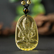 黛螺天然黃水晶本命佛吊墜項鏈本命年八大守護神護身符禮物 虛空藏菩薩屬牛屬虎佩戴 大款