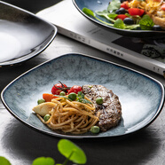 胖東來(lái)同款方盤(pán)陶瓷家用碟子菜盤(pán)感輕奢日式西餐點(diǎn)心旦形湯盤(pán)深盤(pán)涼菜盤(pán) 星空藍_方盤(pán)