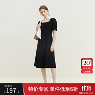 范思藍(lán)恩23FS12615法式復(fù)古綁帶蝴蝶結(jié)連衣裙女夏顯瘦設(shè)計(jì)感裙子 黑色 XS