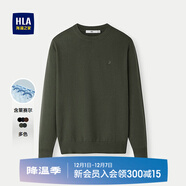 海瀾之家（HLA）針織衫男25新款圖案刺繡保暖圓領(lǐng)休閑毛衣男秋季 綠灰55 L 175/92A 推薦137~150斤