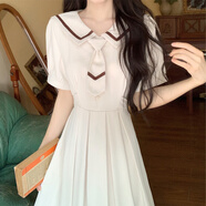 閨蜜裝長(cháng)裙學(xué)生大碼女裝夏款日系學(xué)院風(fēng)連衣裙高中畢業(yè)禮服收腰系 圖片色 M 【建議80-95斤】