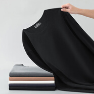 南極人（Nanjiren）雙面德絨長(cháng)袖t恤男士?jì)纫耉領(lǐng)打底衣冬季無(wú)痕保暖防寒發(fā)熱內穿秋衣 WH04【圓領(lǐng)上衣】黑色 2XL