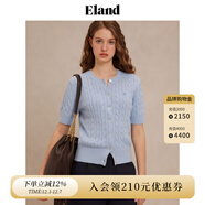 ELAND衣戀毛衣女復古翻領(lǐng)短袖合身顯瘦長(cháng)袖針織衫2025新款 淺藍色(51)L/Blue M /165