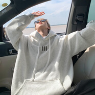 森馬（Semir）網(wǎng)紅600G重磅加絨衛衣男秋冬季寬松大碼打底衫情侶裝顯瘦外套潮流 花灰色 L