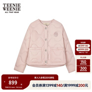 Teenie Weenie【趙露思同款】小熊女裝舒適輕薄短款弧形圓領羽絨服 粉色 S (160)