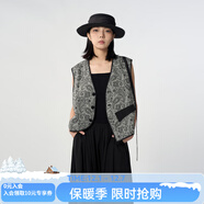 西町村屋（SETIROM）休閑短款馬甲女2025秋季新款不對稱(chēng)腰果花背心XHAC10181 黑灰 均碼