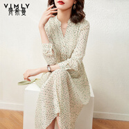 梵希蔓輕奢法式連衣裙顯瘦遮肉減齡春秋女裝氣質(zhì)輕熟風(fēng)碎花裙 F6729 杏花色 M