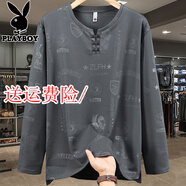 花花公子350斤特大碼加絨衛衣男秋冬胖子長(cháng)袖T恤加肥加大寬松加厚打底上衣 灰色祥龍 10XL -建議290-310斤