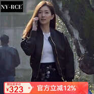 NY-RCE棒球服飛行員夾克外套女寬松2025秋季新款韓國短款加棉工裝冬季 黑色 常規 L 106-115斤