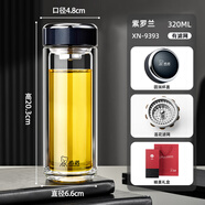 希諾（heenoor）玻璃杯雙層水杯杯子男女士泡茶杯 320ML紫羅蘭9393