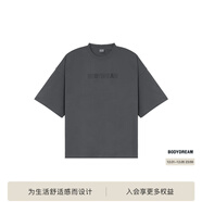 BODYDREAM索羅娜涼感短袖男夏季重磅破洞情侶裝t恤五分袖休閑上衣 炭灰色 （破洞版） XL