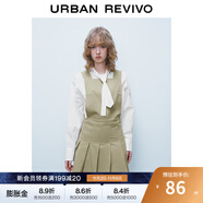 UR春季新款女都市通勤簡約百褶顯瘦A型無袖連衣裙UWU740017 綠卡其 XS