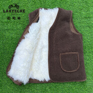 老爺車(chē)羊毛馬甲男女士真皮毛一體坎肩真毛中老年人加厚棉背心保暖馬夾 深咖長(cháng)羊毛紐扣（內膽可拆卸） 6XL (150-170斤)