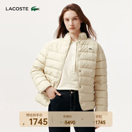 LACOSTE法國鱷魚(yú)女裝秋冬時(shí)尚潮流立領(lǐng)短款外套羽絨服女|BF5482 E8M/米色 M 38/165